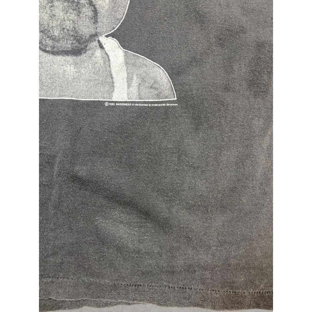 Vintage 1993 Radiohead Pablo Honey Tour T-Shirt Brockum Cut Tag Sun Faded Black - Picture 4 of 10